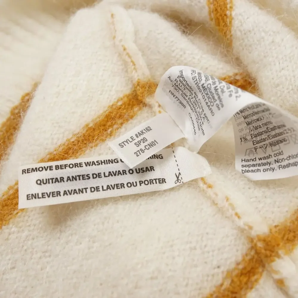 J Crew Alpaca Striped Orange Ivory Cream Crewneck Sweater Womens Sz S - Picture 11 of 11